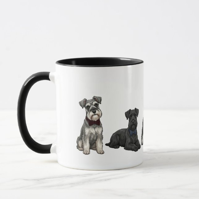 Dapper Miniature Schnauzers Bow Tie Dog Mug (Left)