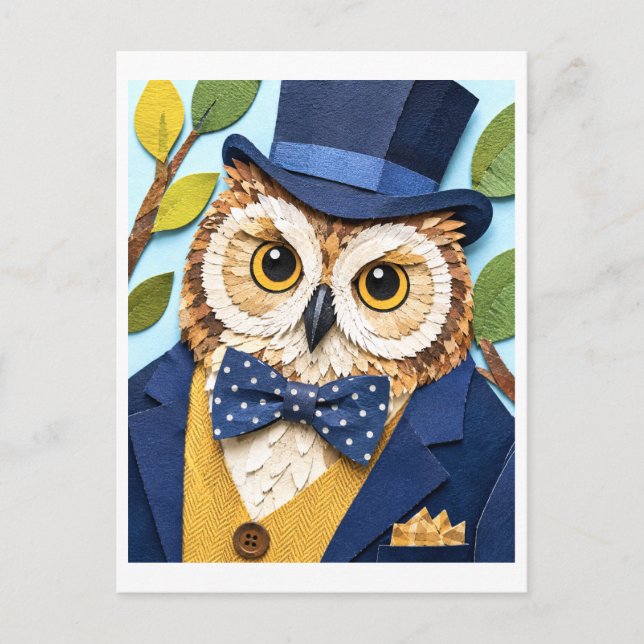 Dapper Owl in Top Hat Postcard (Front)