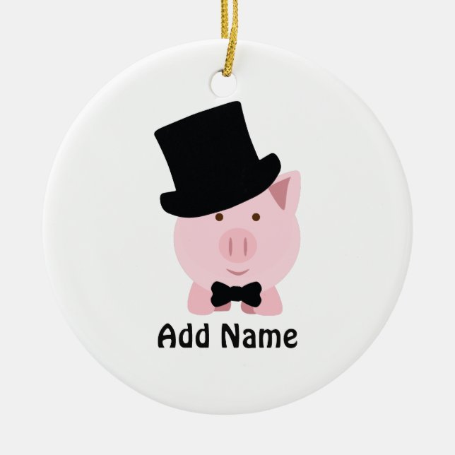 Dapper Pig Ceramic Tree Decoration (Front)