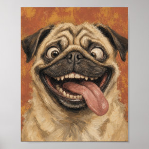Dapper Pug with Glasses and Bowtie Poster