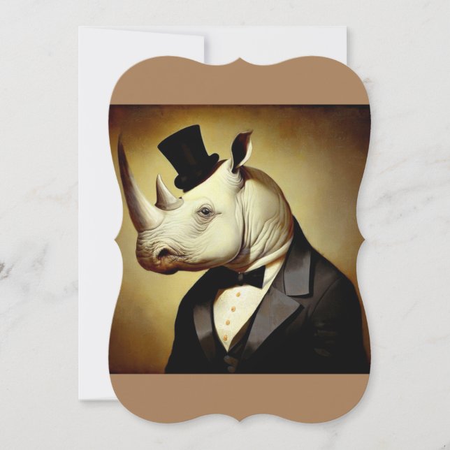 Dapper Rhinoceros Greeting Card (Front)