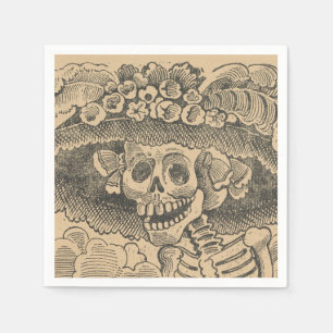 Dapper Skeleton (Calavera Catrina) (Elegant Skull) Napkin
