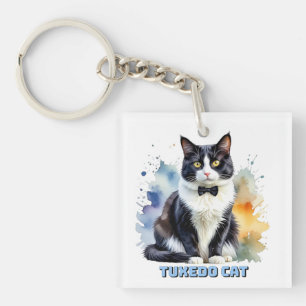Dapper Tuxedo Cat Key Ring