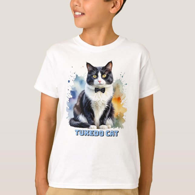 Dapper Tuxedo Cat T-Shirt (Front)