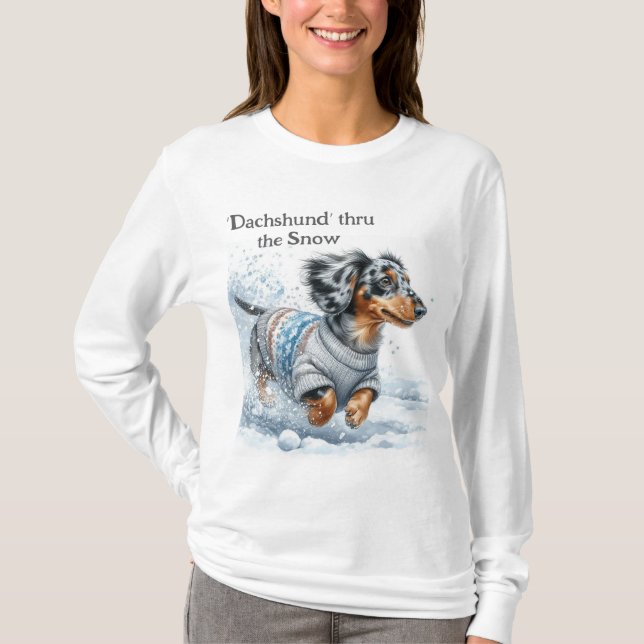 Dapple Dachshund Christmas T-Shirt (Front)