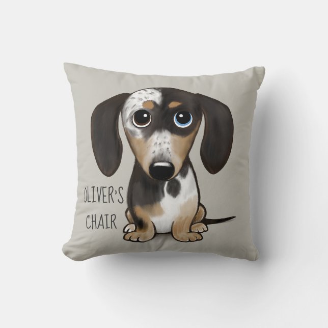 Dapple Dachshund Cute Dog Personalised Cushion (Front)