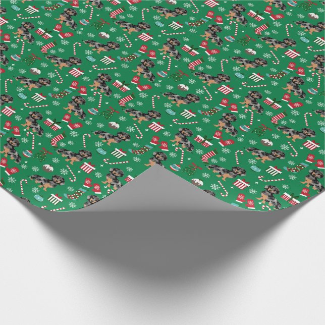 Dapple Dachshund dog christmas pet Wrapping Paper (Corner)