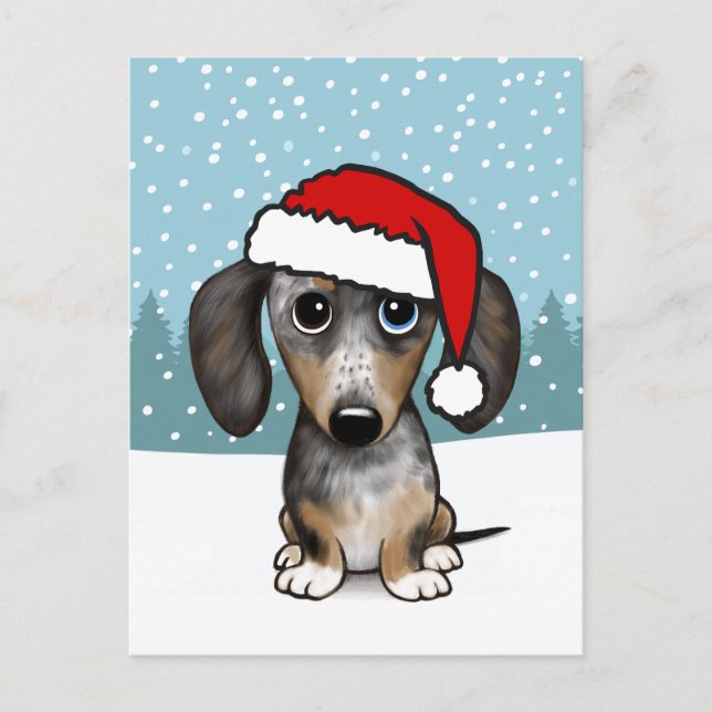 Dapple Dachshund Holiday Cute Pet Dog Custom Postcard (Front)