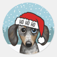 Dapple Dachshund Santa Cute Wiener Dog Custom