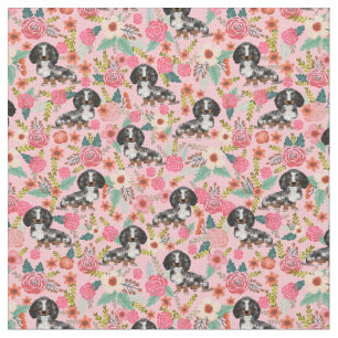 Dapple Dachshund vintage florals pink Fabric