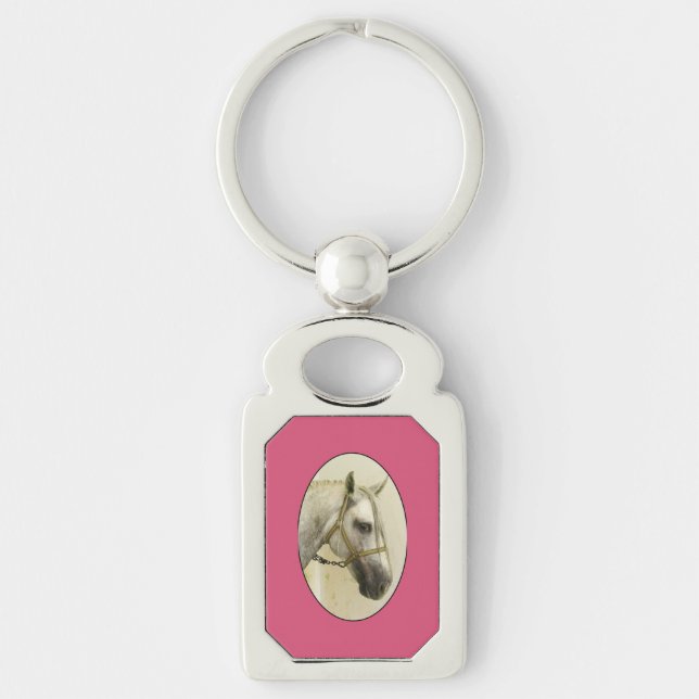Dapple Grey Andalusian Horse Key Ring (Front)
