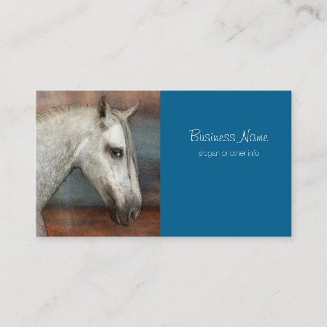 Dapple Grey Andalusian Horse Portrait Business Card (Front)