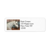 Dapple Grey Andalusian Horse Portrait Label