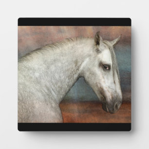 Dapple Grey Andalusian Horse Portrait Plaque