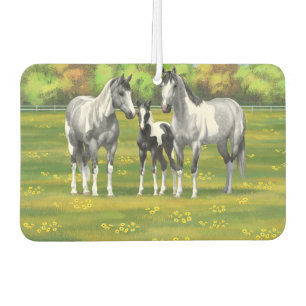 Dapple Grey Pinto Paint Horses In Summer Pasture Car Air Freshener
