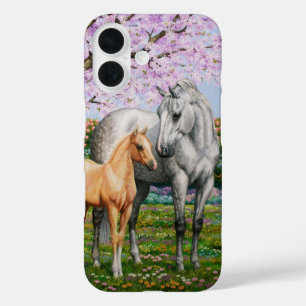 Dapple Grey Quarter Horse Mare Palomino Foal iPhone 16 Case