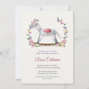 Dapple Grey Rocking Horse Baby Shower Invitation