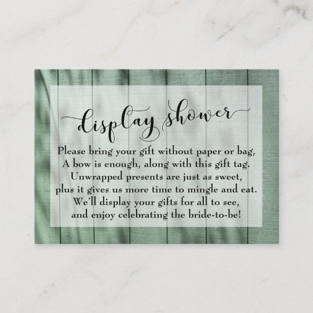 Dappled Green Wood No Wrap Bridal Shower Card (Front)