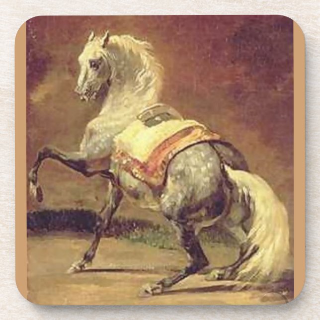 DAPPLED GREY HORSE , Gold Yellow Coaster (Front)