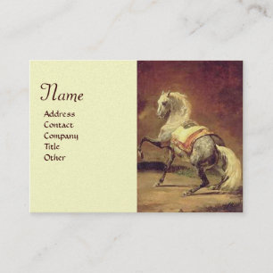 DAPPLED GREY HORSE Monogram Cream Pearl Paper Business Card