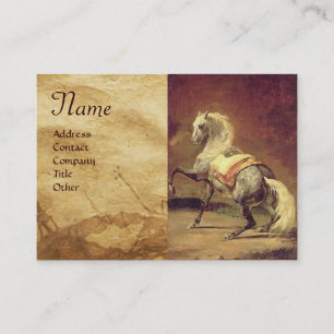 DAPPLED GREY HORSE Parchment Monogram Business Card