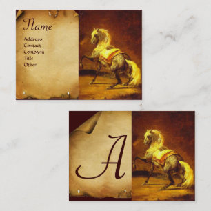 DAPPLED GREY HORSE Parchment Monogram Business Card