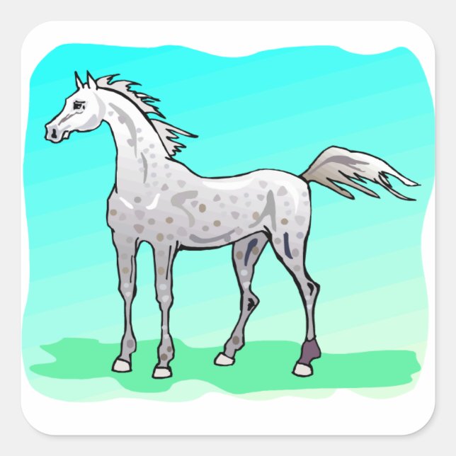 Dappled Grey Horse Theme Equine Square Sticker (Front)