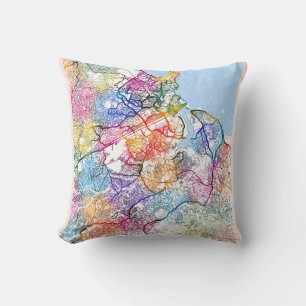 Dar es Salaam Tanzania City Map Cushion