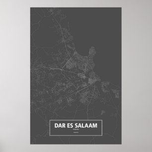 Dar es Salaam, Tanzania (white on black) Poster