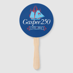 DAR Gaspee250 - Italic Logo on Blue Hand Fan