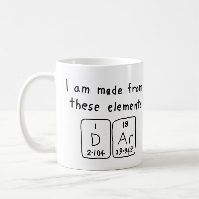 Dar periodic table name mug (Left)