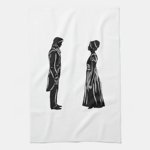 Darcy and Lizzy Silhouette Tea Towel