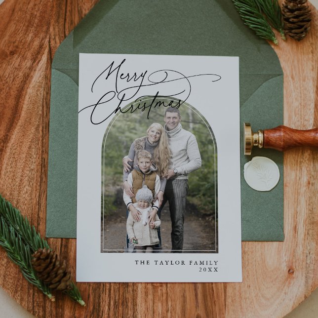 DARCY Black Arch Family Classic Photo Christmas Holiday Card (DARCY Black Arch Family Classic Photo Christmas Holiday Card)