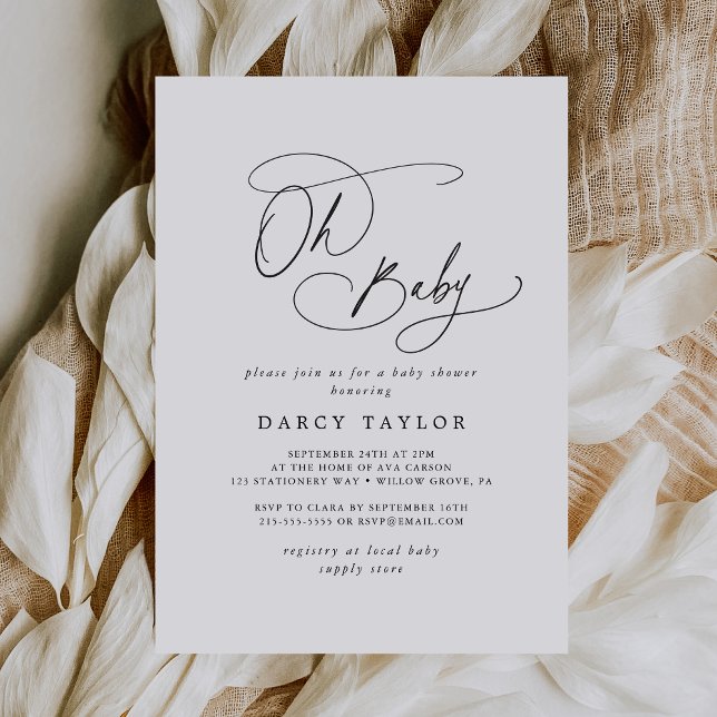 DARCY Boho Modern Black White Oh Baby Baby Shower Invitation (DARCY Boho Modern Black White Oh Baby Baby Shower Invitation)