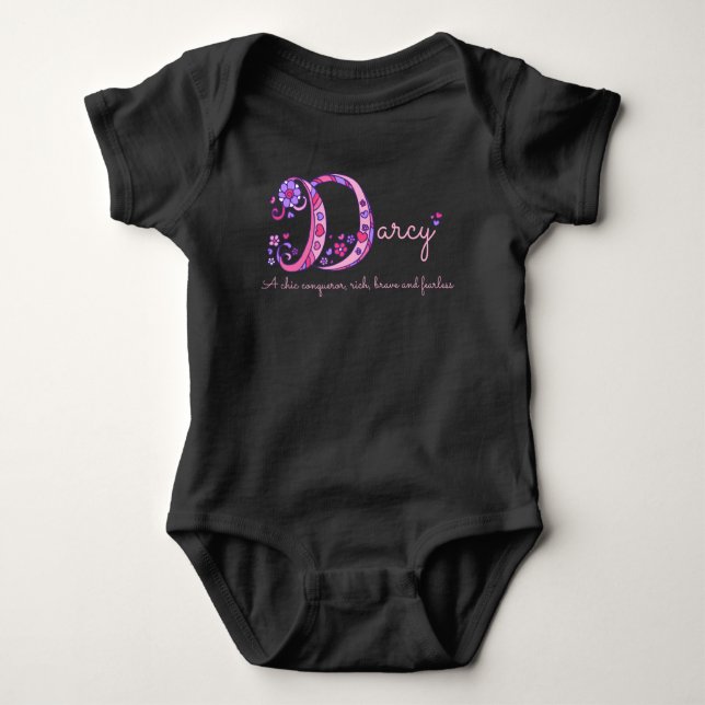 Darcy girls name decorative custom meaning baby bodysuit (Front)