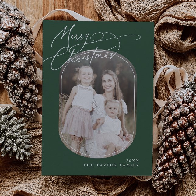 DARCY Green Digital Boho Family Christmas Photo Holiday Card (DARCY Green Digital Boho Family Christmas Photo Holiday Card)