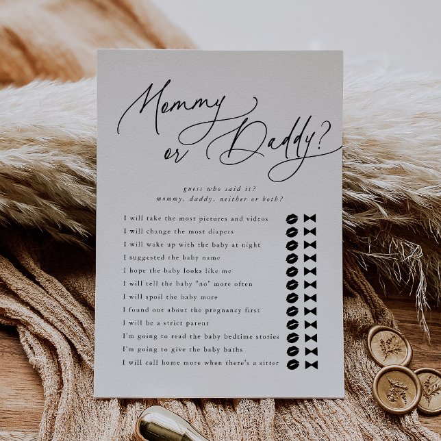 DARCY Guess Who Mummy Daddy Baby Shower Game Card (DARCY Guess Who Mommy Daddy Baby Shower Game Card)
