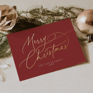 DARCY Red Gold Foil Family Vintage Merry Christmas