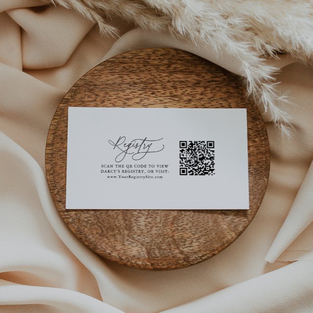 DARCY Simple Black White QR Code Gift Registry Enclosure Card (DARCY Simple Black White QR Code Gift Registry Enclosure Card)