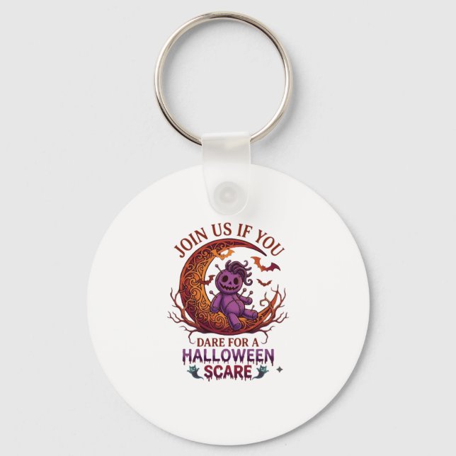 Dare Halloween Scare Purple Voodoo Doll Crescent M Key Ring (Front)