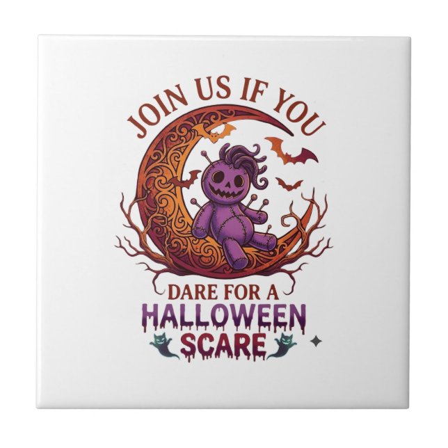 Dare Halloween Scare Purple Voodoo Doll Crescent M Tile (Front)