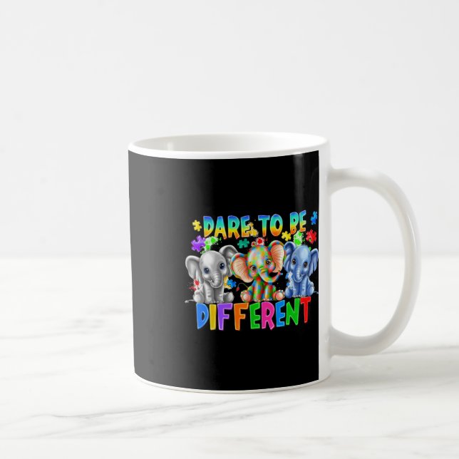Dare To Be Different Cute Elephant Autism Awarenes Coffee Mug (Right)