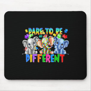 Dare To Be Different Cute Elephant Autism Awarenes Mouse Pad