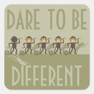 Dare to be different, monkeys, safari square sticker