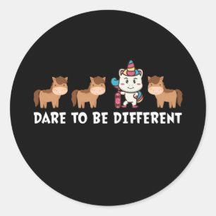 Dare To Be Different Unicorn Horse Cute Graphic Classic Round Sticker