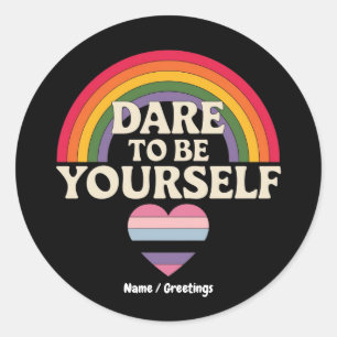 Dare To Be Yourself Autism Awareness Rainbow Gift Classic Round Sticker