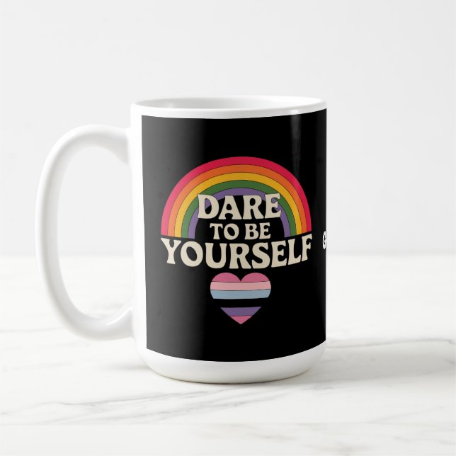Dare To Be Yourself Autism Awareness Rainbow Gift  Coffee Mug (Left)