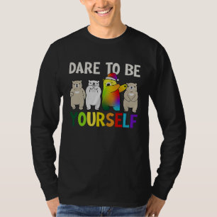 Dare To be Yourself Bear LGBT Pride Dabbing Bear T-Shirt