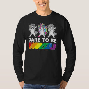 Dare To Be Yourself Dabbing Unicorn Lgbt Gay Pride T-Shirt