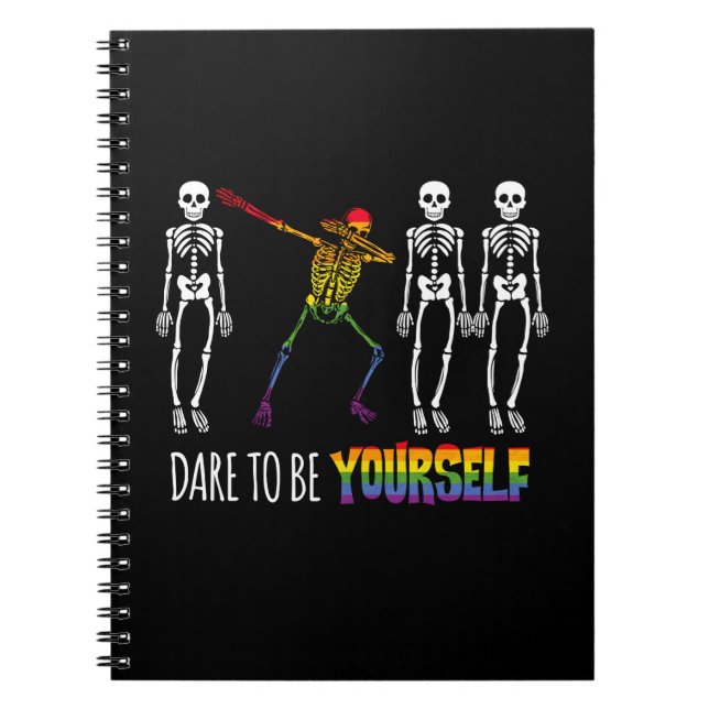 Dare To Be Yourself Halloween Dabbing Skeleton Notebook (Front)